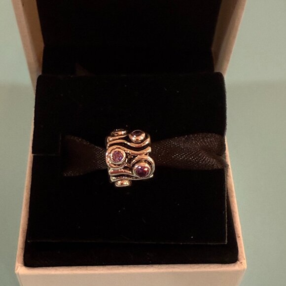 PANDORA ALE 925 Sterling Silver Fantasy Swirls Pink CZ Oval Lights Charm - Picture 1 of 4